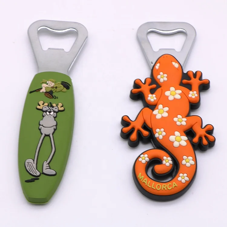 Personalized Custom Creative Souvenir Gifts Fridge Magnet Bottle Opener Rubber PVC Cartoon Beer Magnetic Bottle Opener