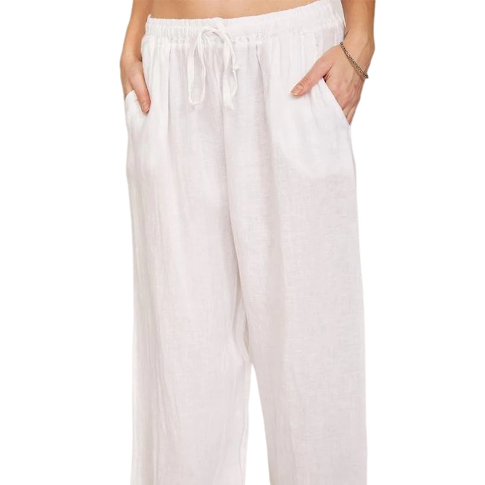 Женские свободные брюки с широкими штанинами, повседневные льняные брюки большого размера, женская одежда