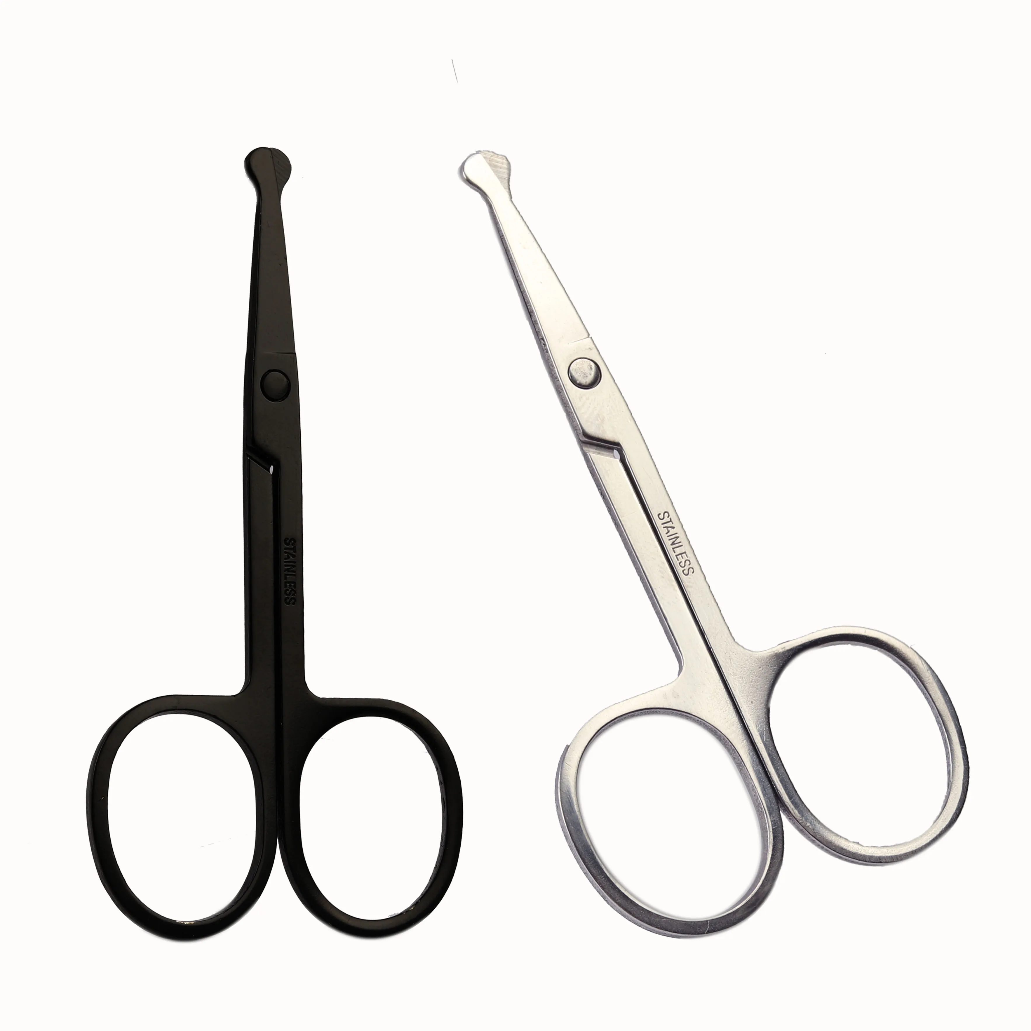 Black Nose Hair Scissors Rounded Tip Moustache Beard Facial Eyebrow Scissors Beard Trimmer cuticle scissor Stainless Steel