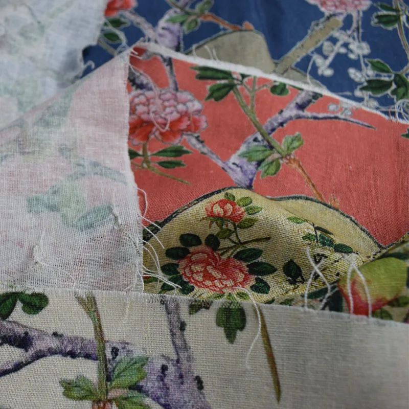 Linen Clothing Wholesale Beautiful Patterns Flower And Bird Pattern Custom Printed Fabric Design