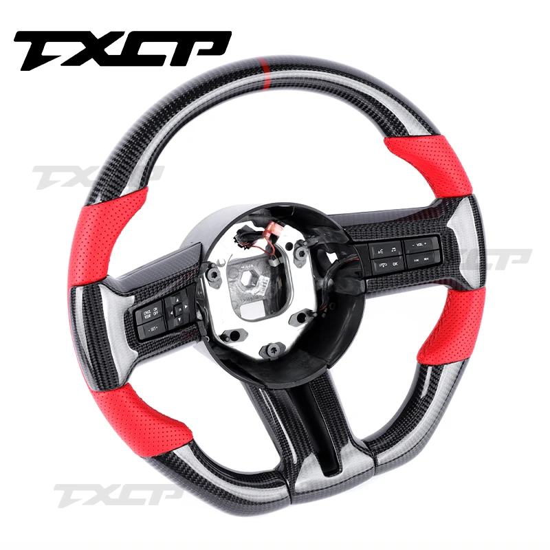 Carbon Fiber Steering Wheel Fit For Ford Mustang GT GT 5.0 S550 GT500 Shelby EcoBoost LED Mustang Steering Wheel