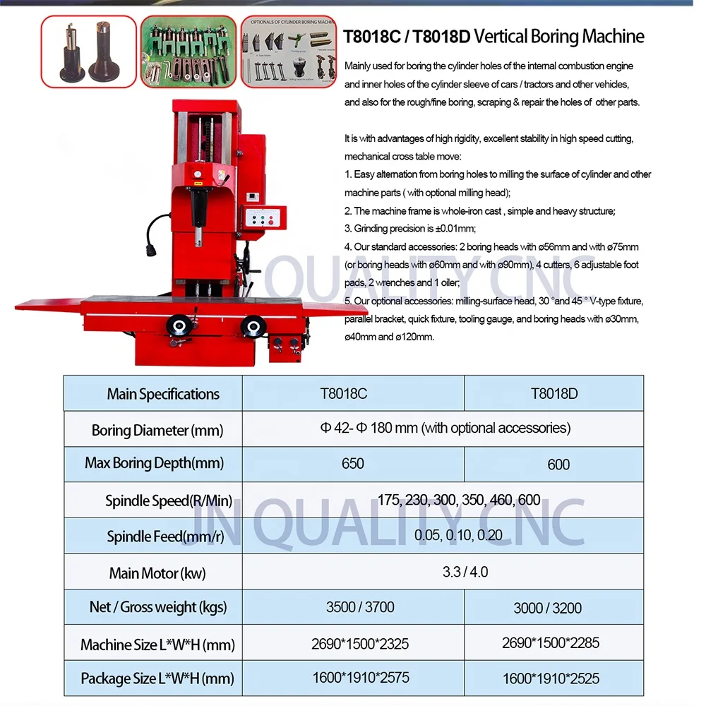 High Precision Vertical Cylinder Boring Machine T8018C T8018D