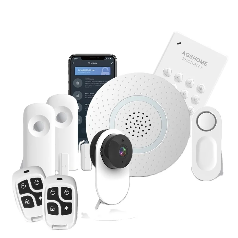 Tuya Smart Wifi RF433 Smart Gateway Security Alarm Siren with Door sensor