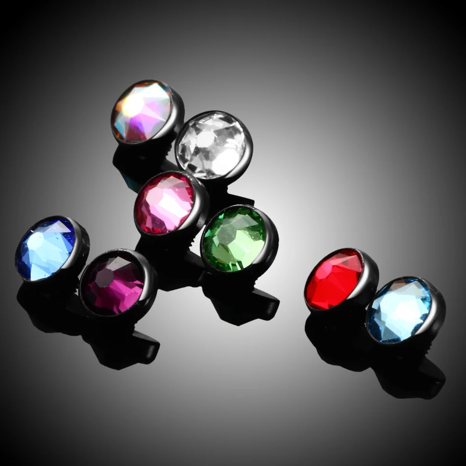 10pcs MOQ Titanium Internally Threaded Dermal Anchors Colorful Gems Dermal Top Micro Dermal Skin Diver Jewelry