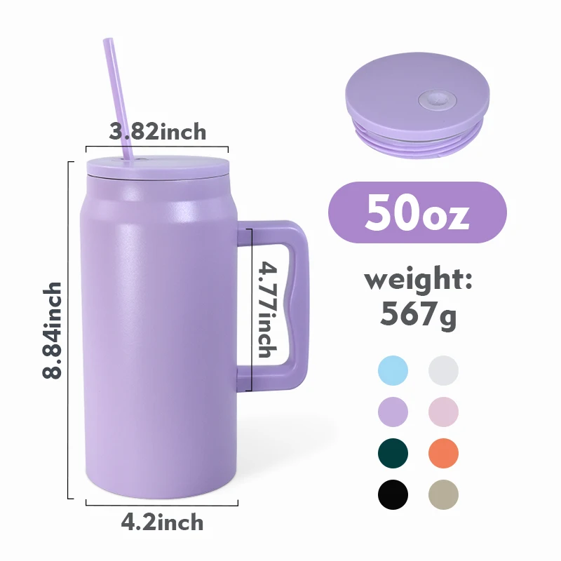 Personalized New Style 50oz Stainless Steel Leak Proof Travel Mug Vacuum Insulated Tumbler with Handle