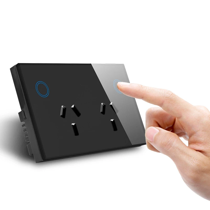 Panel Remote Switch and Double Power Points Socket Standard Touch Glass Australia AU Standard