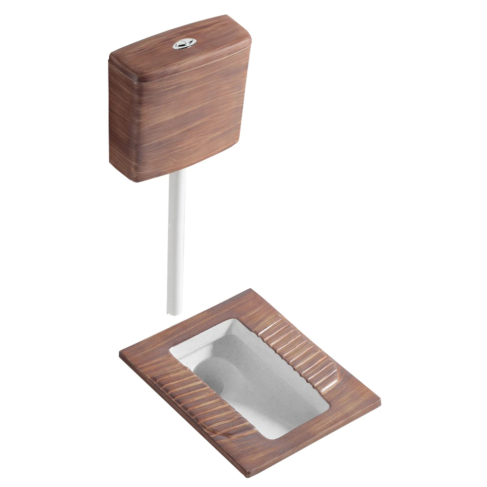 
wood grain color ceramic quatting closet water tank squatting pan 
