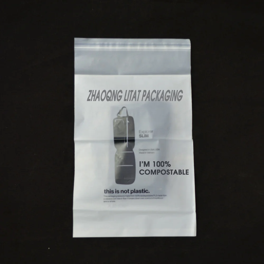biodegradable bag customized biodegradable cornstarch  PLA self adhesive sealing bag for scarf packing
