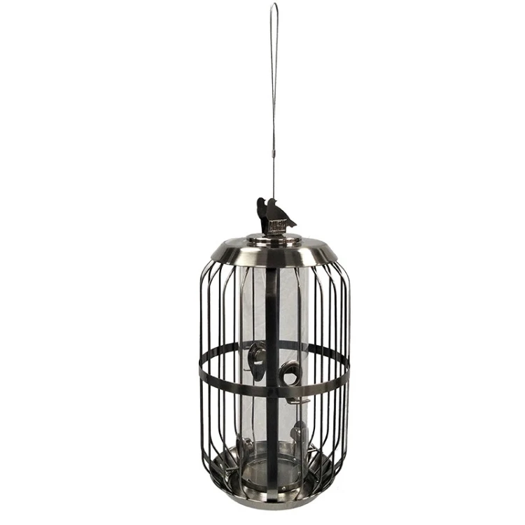  2021 Nickle Plating Metal Cage Hanging Decoration Bird Feeder For Outdoor Wild Birds Food
