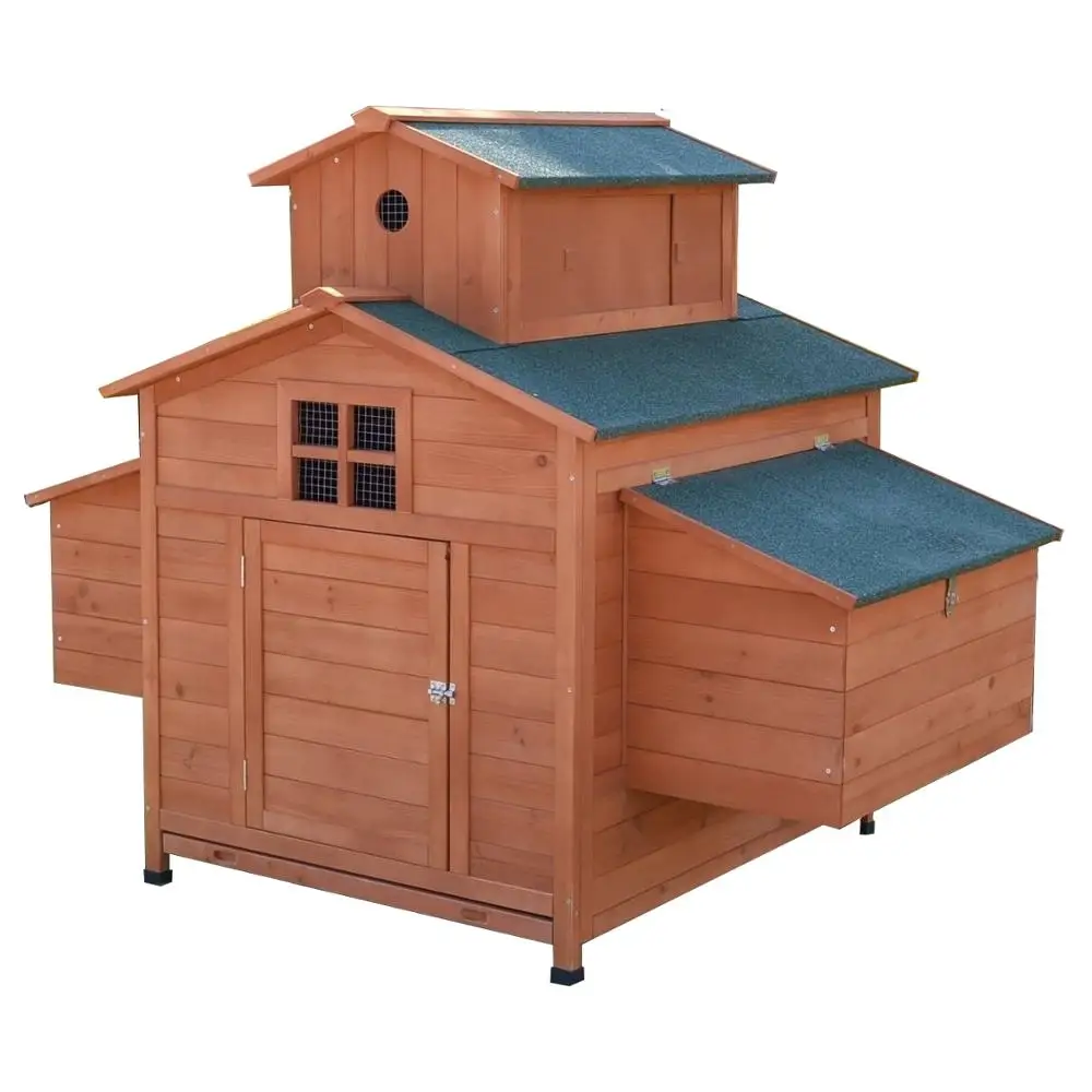
Deluxe Large Wood Chicken Coop Backyard Hen House 6-10 Chickens with 6 nesting box 