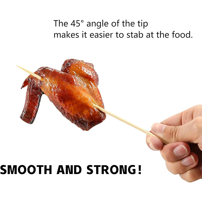 DAPHYLA Bamboo Skewer Sticks for Disposable Grill Disposable Grilling Marshmallow Skewers for BBQ Skewer of 100