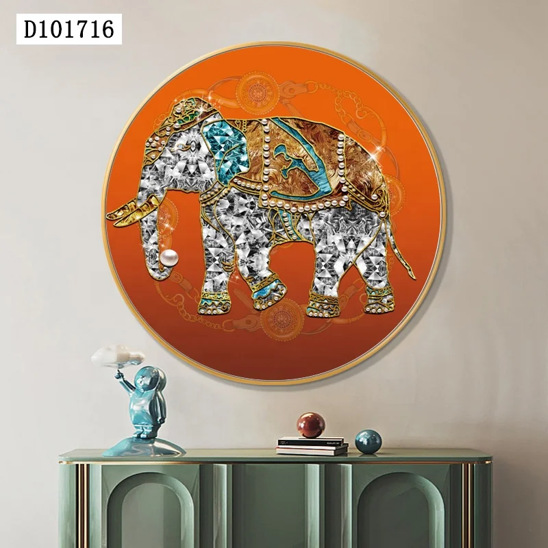 Eco-friendly 40cm round home decoration living room art canvas prints picture painting home decor luxury paintings and wall art