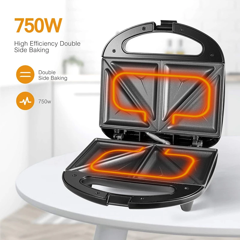 Customized Logo Household Non Stick Coating Plate Electric Breakfast Sandwich Maker Bread Toaster Sandwich Maker