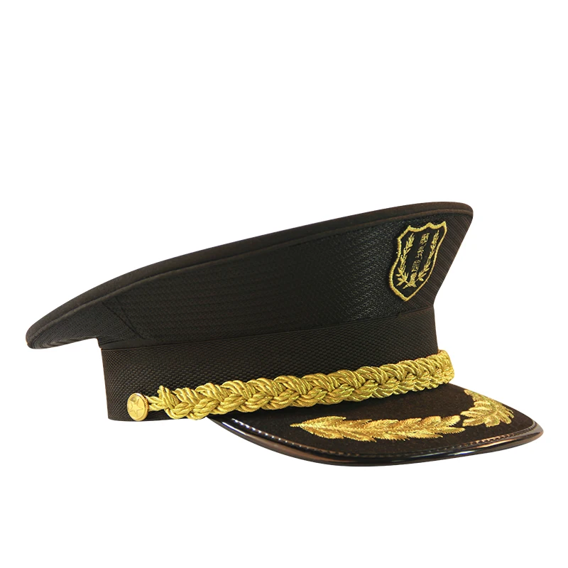 Factory wholesale ceremonial army officer hat  yellow colour military officer peaked hat
