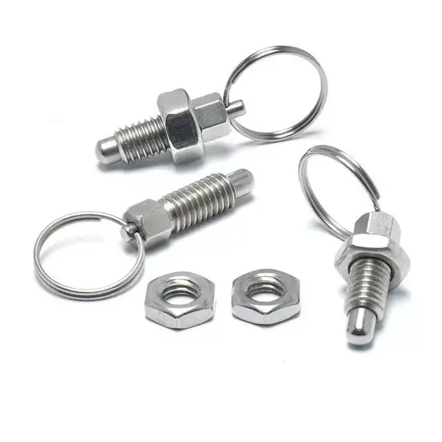 Factory Custom Zinc Plated Steel Thread And Nut Steel Spring Loaded Indexing Plunger Pin with Pull Ring