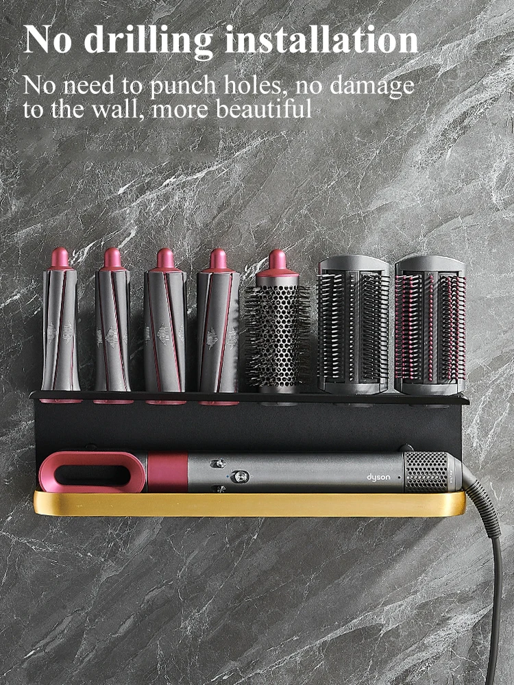 Aluminum Dyson Wall-Mounted Hair Dryer Bracket Bathroom Organizer Rack