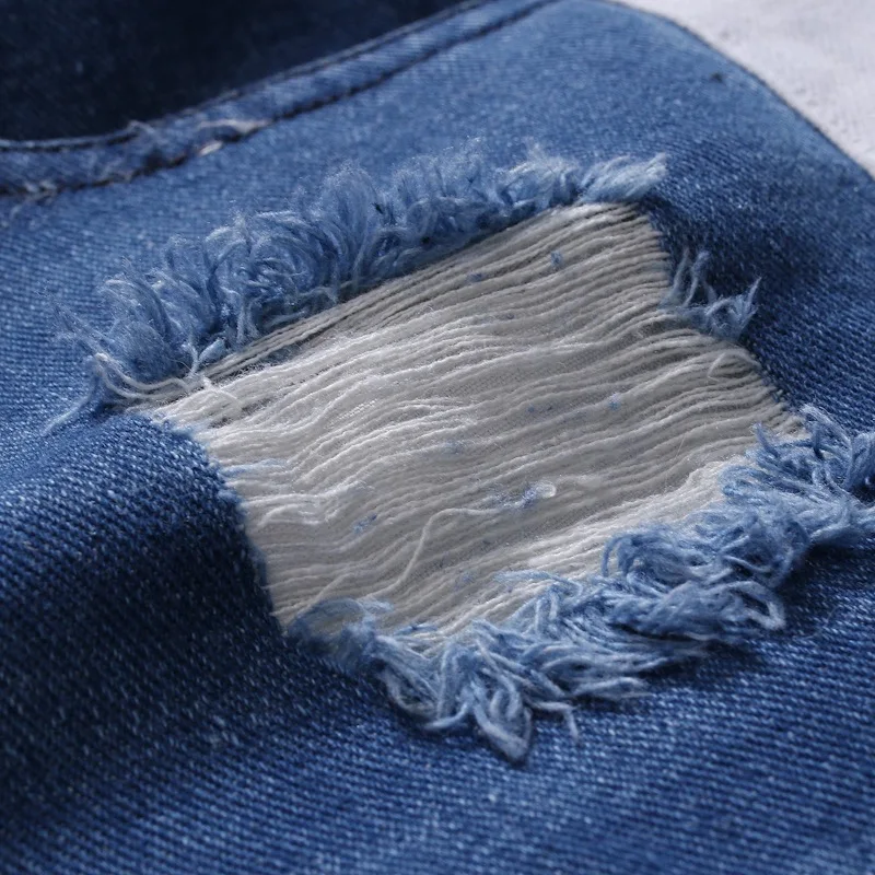 Summer Men Streetwear Ripped Distressed Jeans Shorts