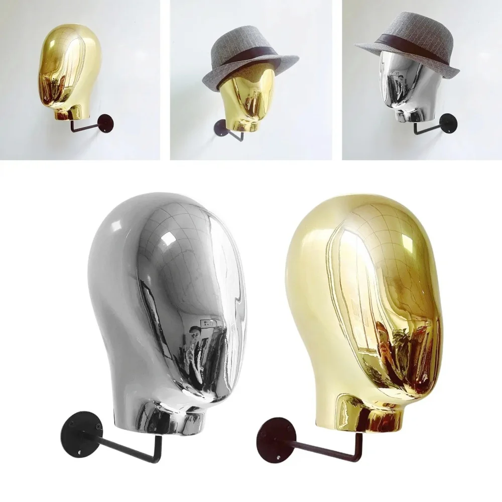 Wall Mounted Mannequin Head Decorative Metal Vintage Style Holder Hat Holder Rack Storage Wigs Show Display Stand