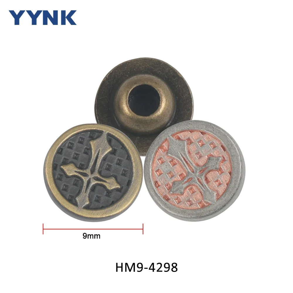 Hot Sale Professional Custom OEM Logo Pocket Button Metal Zinc Alloy Polishing Brass Color Jeans Rivet for Cloth Pants