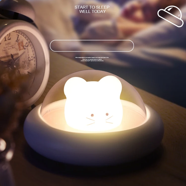 Silicone Animal Cartoon Dimmable Lamp USB Rechargeable Cute Mouse LED Night Light for Children Kids Baby Gift Bedside Bedroom