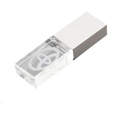  Быстрая скорость Хрустальный USB флэш-накопитель со светодиодной