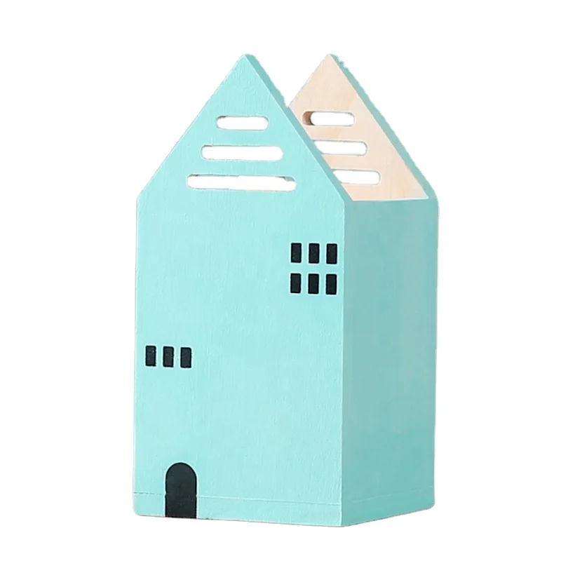 Home decor fancy office desktop multi-function gift table desk makeup brush cute pen holder wood wooden pen holder pen