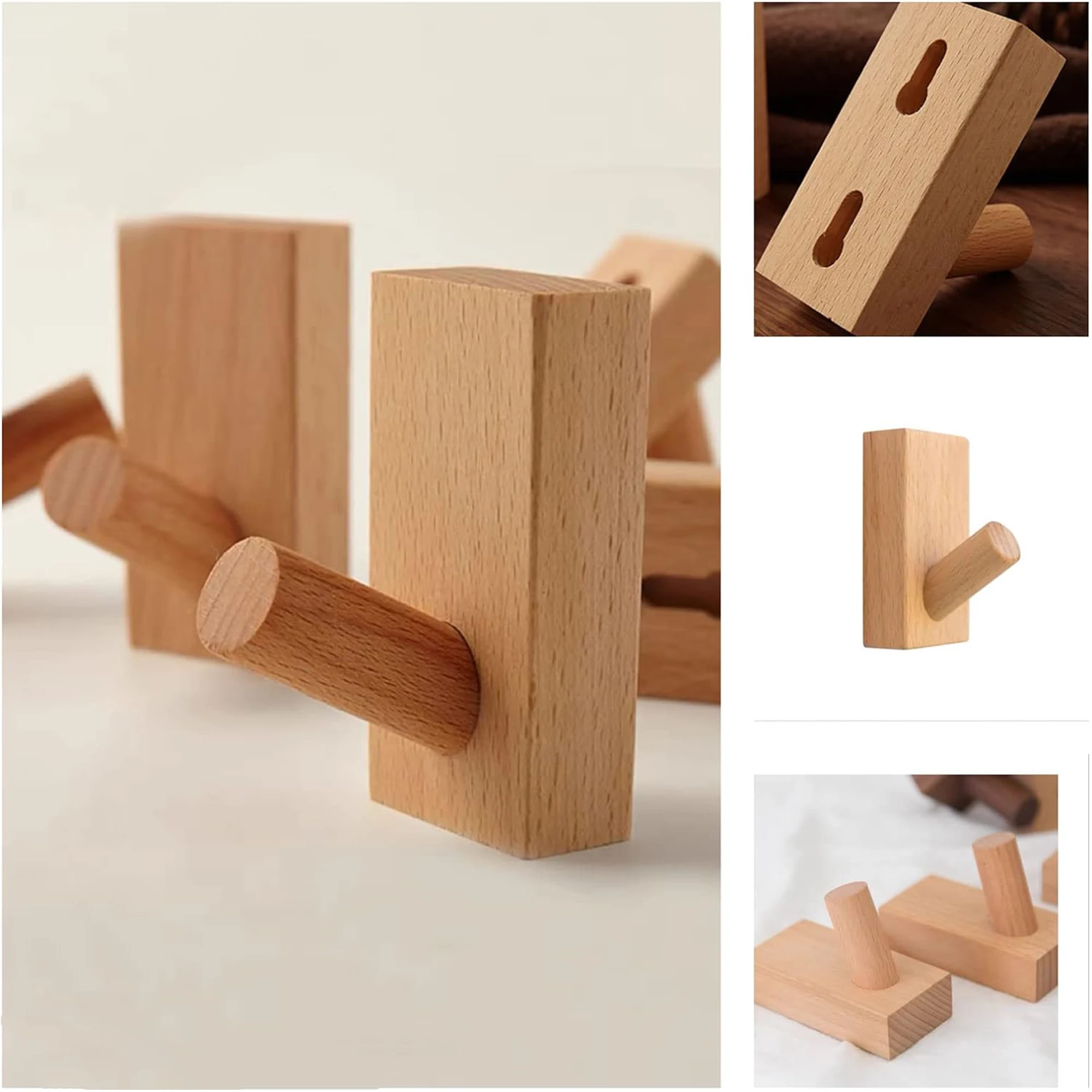 Customized Eco-Friendly Bamboo Wood Home Coat And Hat Hook Minimalist Style Bag Hooks