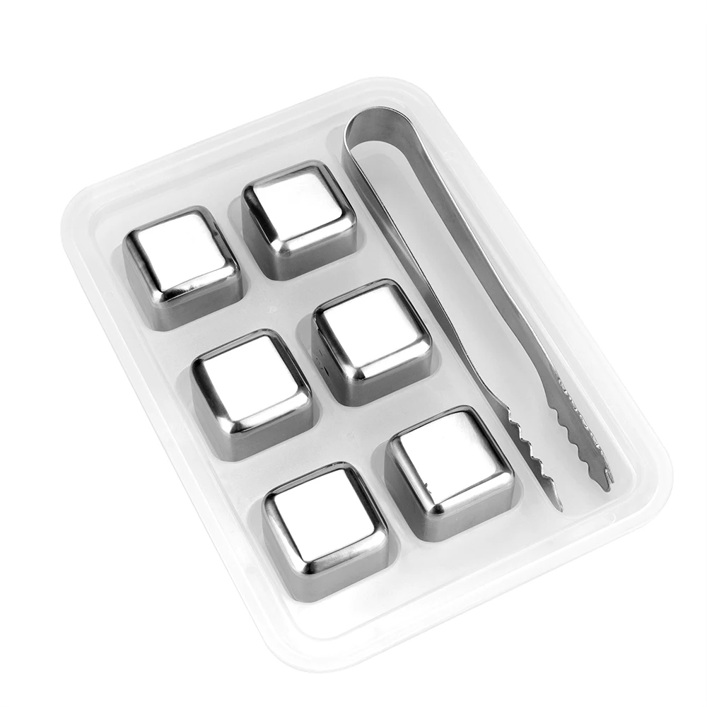 Bar ice maker chilling whisky rocks stones 6pcs  reusable stainless steel ice cube for visik