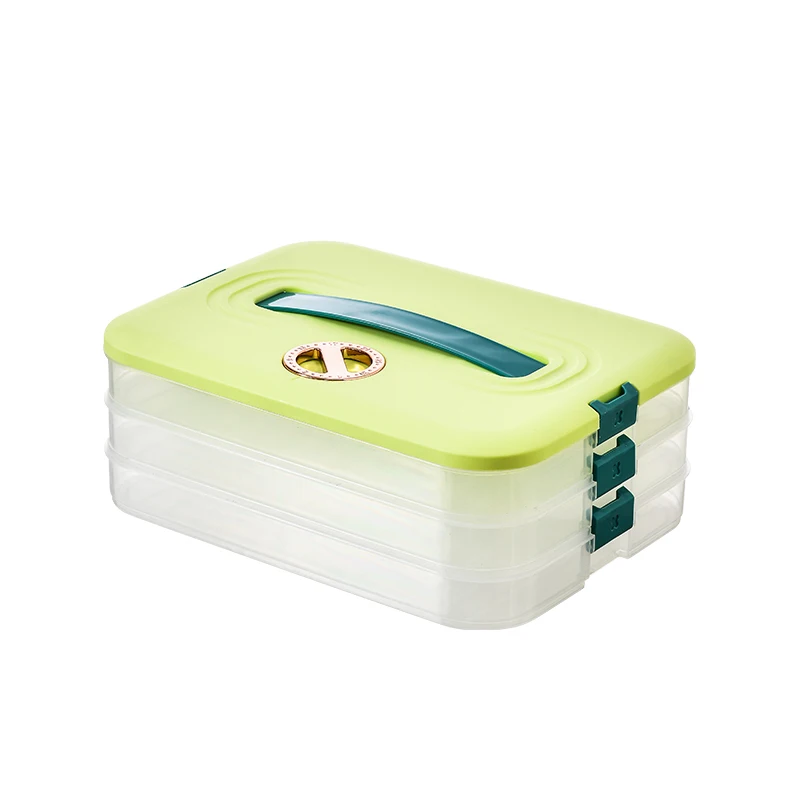 Kitchen plastic Timekeeping food storage box frozen dumpling tray refrigerator organizer anti stick dumpling box with lid