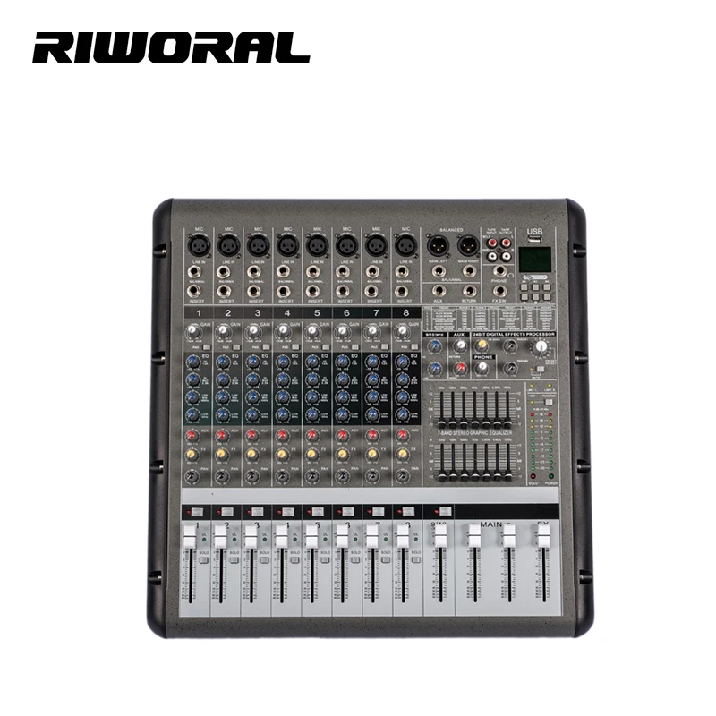 PMR860 8 Channel professional 605W audio mixer effects stage pro power mixer sound system