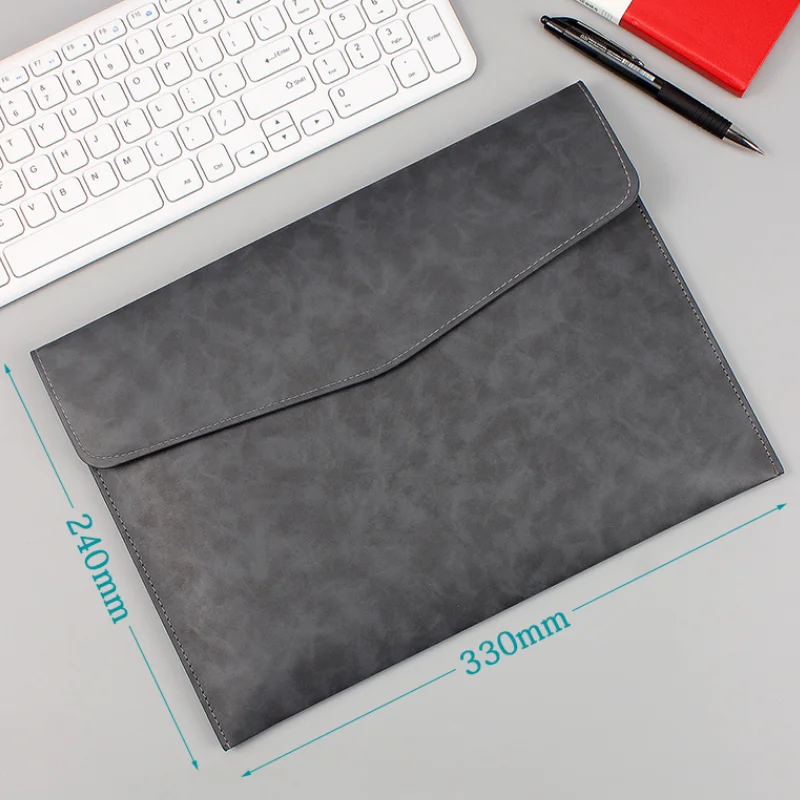 A4 Paper Document Holder Large Capacity PU Leather File Bag Durable Office Document Organizer Briefcase