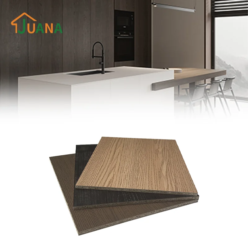 JUANA Nice PET Film Particle Board Kitchen Cabinets Wood Fiber MDF/Chipboard Cabinets and Doors Miami Style Full Kitchen Cabinet