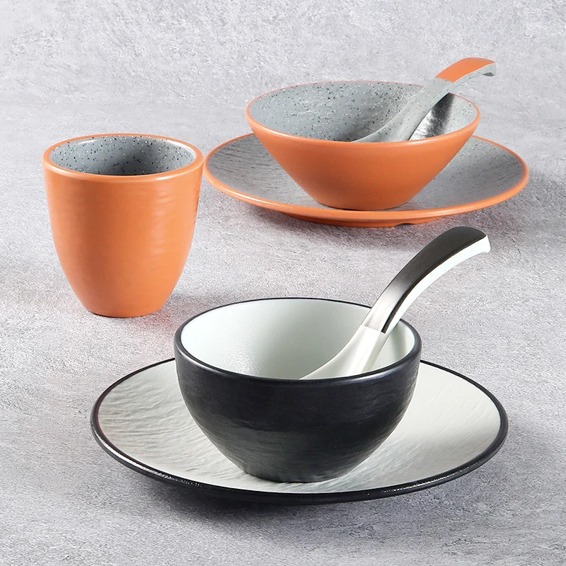 Melamine Plates Custom Low Moq Dinnerware Wholesale Full Set Restaurant Luxury Tableware Set Unbreakable Plastic Melamine Dishes