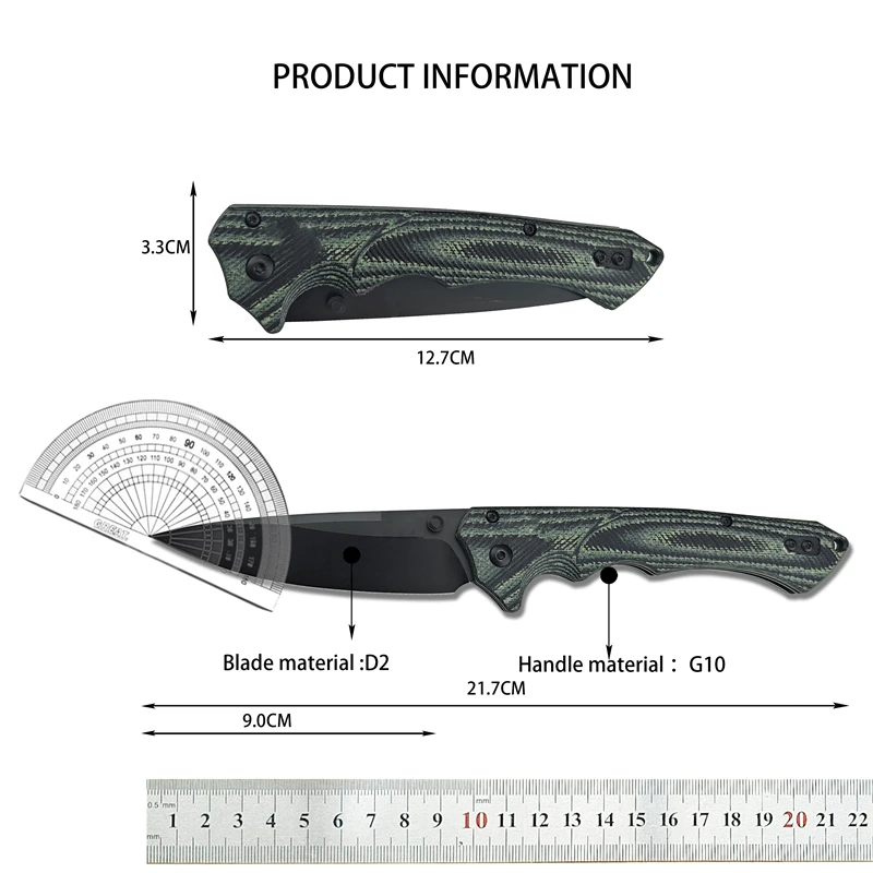 High Hardness 615BK-1401 Outdoor Camping Hunting EDC Tool Dual Color G10 Handle Hiking Folding Knife