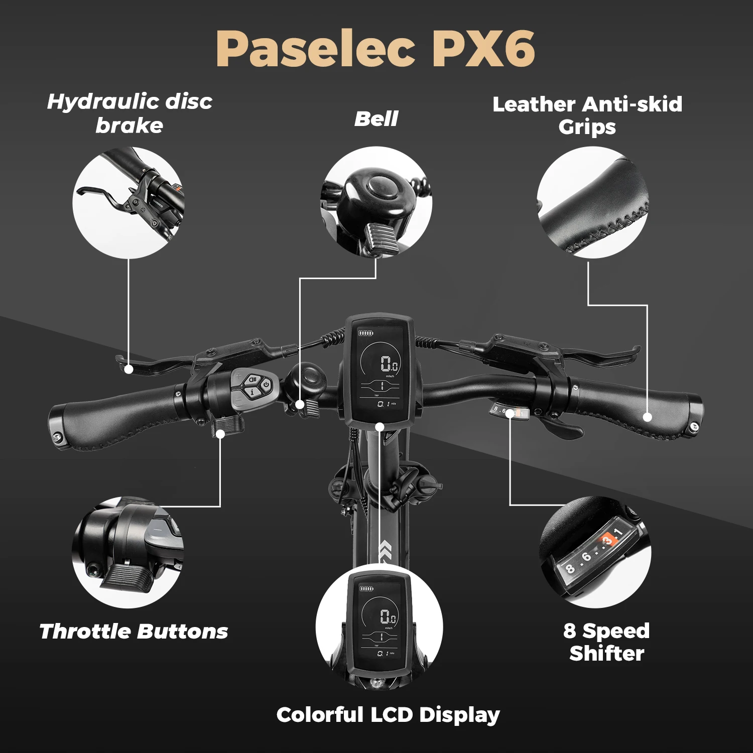 Складной электрический велосипед Paselec с толстыми шинами, складной велосипед, 20 дюймов, электровелосипед, 8 скоростей, с батареей 12 Ач