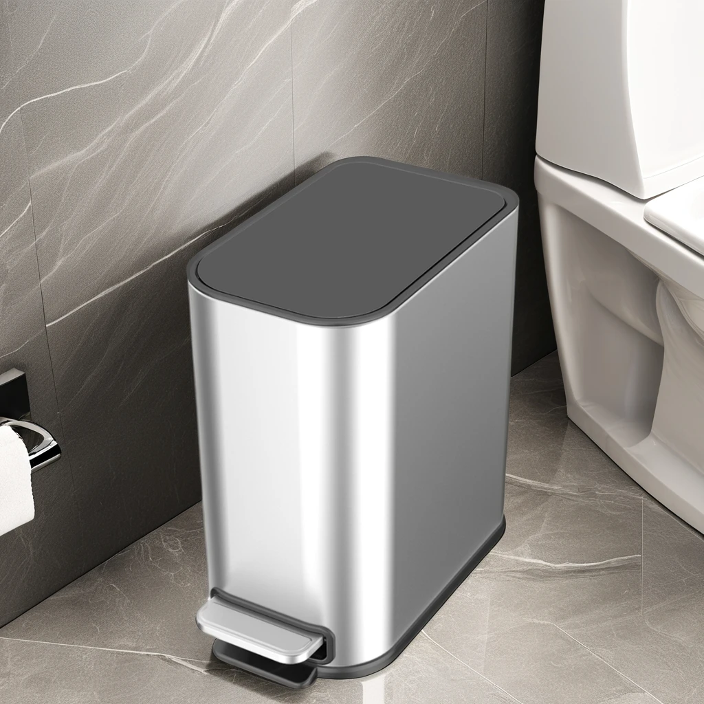 Custom Portable Stainless Steel Kitchen Trash Bin Foot Pedal Structure Convenient Lid Closing Storage Bucket