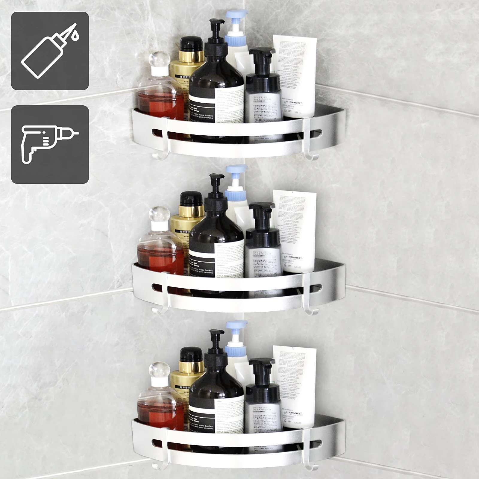 Wall mounted bathroom shelf saving space shelf kitchen storage corner rack for shampoo spice organizer