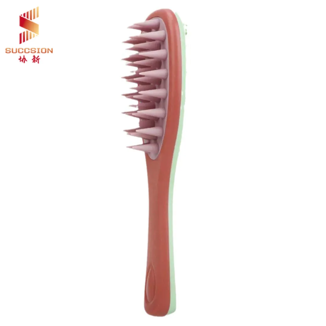 New multi-color double-sided hair brush with silicone and nylon teeth for smoothing hair and massaging scalp comb