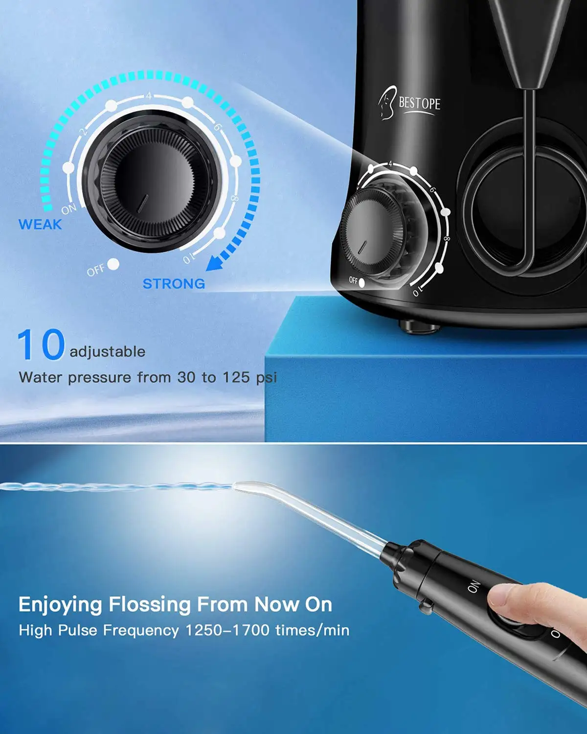 
2021 Electric Power Dental Water Jet Floss Tips Countertop Water Flosser 600ml 