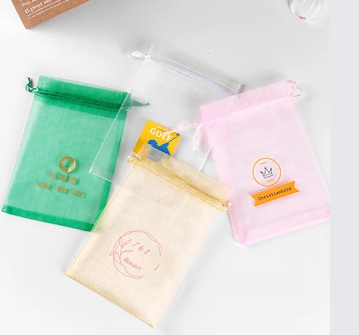 Customize silk Organza Bags Economic Gift Pouch Drawstring Gauze Bags Wedding Party Sugar Jewelry Packing Organza Mesh Bags