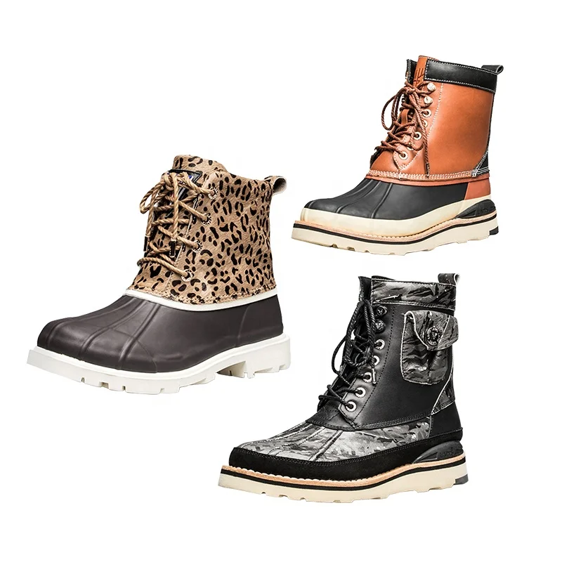 snow boots waterproof for men winter boots With Fur Non-slip Outdoor men leather material motorcycle boots