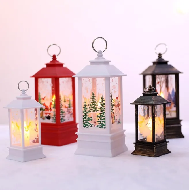 Christmas Flame Lantern Santa Claus Xmas LED Luminous Ornament Candlestick Lamp Merry Christmas Decor For Home Naviidad Gifts
