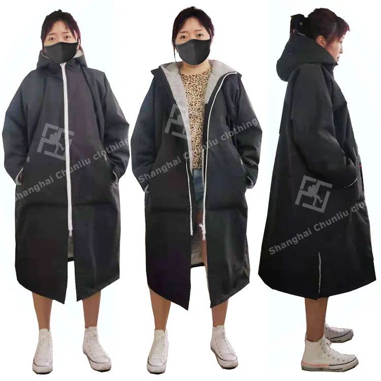OEM ODM High quality Waterproof quick dry Sherpa wool lined surf poncho Outdoor changing dryrobe