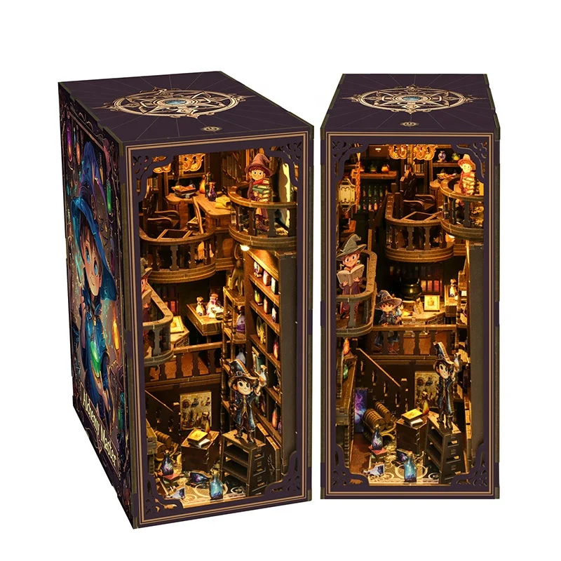 2025 Magic Diy House Miniature Book Nook Kit MDF Dollhouse Nooks for Library Decoration