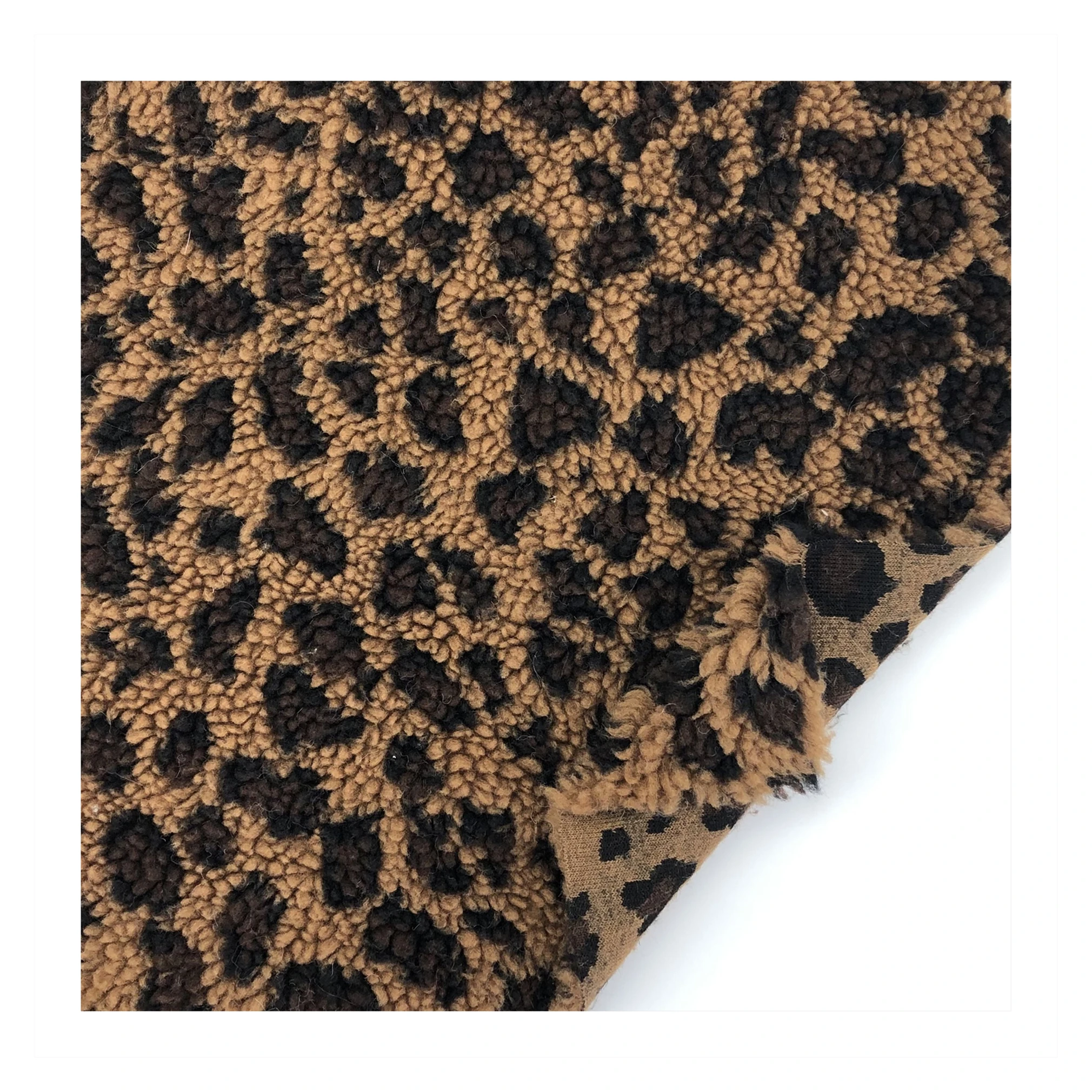 High Quality Leopard Jacquard Sherpa Faux Fur Fabric for Area Rug/Carpet/Coat/Toys
