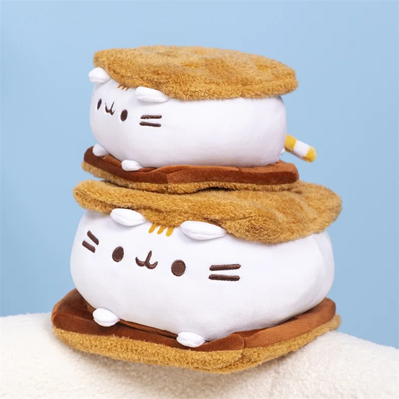 Kawaii Plush Sandwich Cookies Kitten Dolls Soft Cute Biscuit Cat Stuffed Dolls White Cat Plush Toys