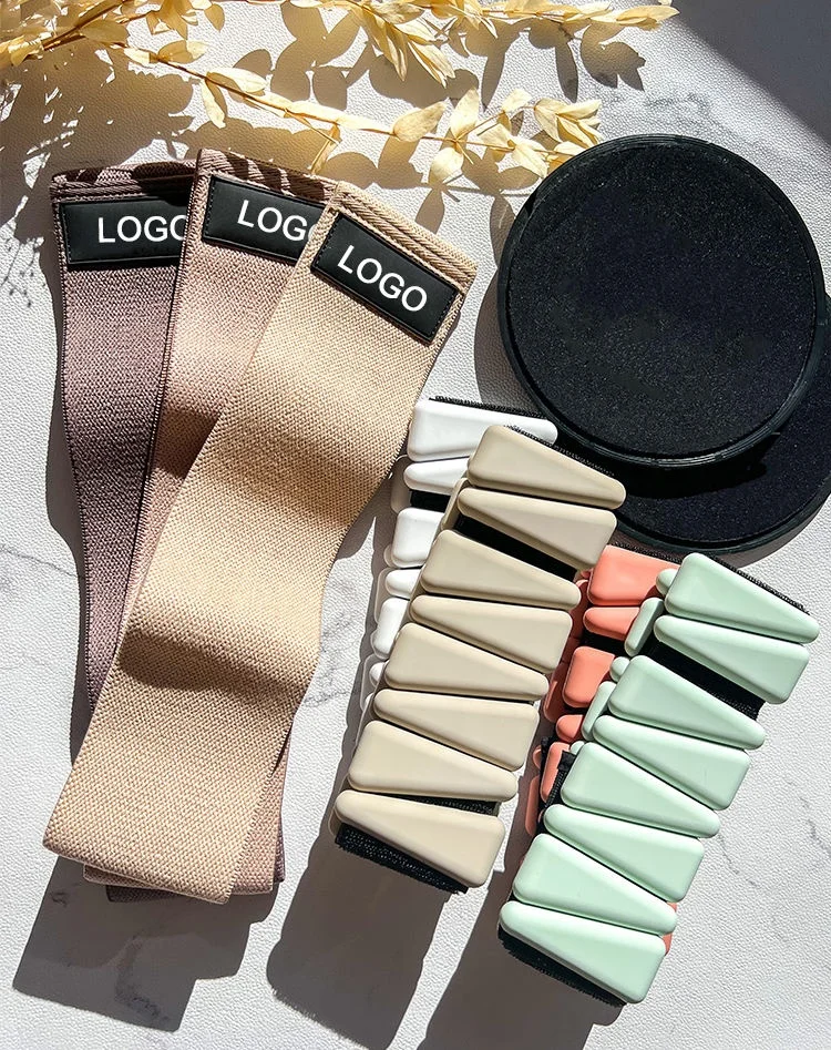 Personalised private label fabric pink brown nude glutes peach booty hip bands cotton loop home gym resistance bands