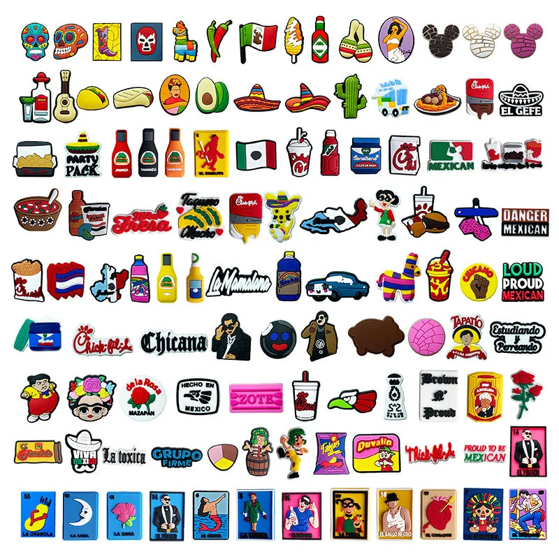 2023 new mexican style Wholesale croc charms mexico shoe charms custom shoe charms