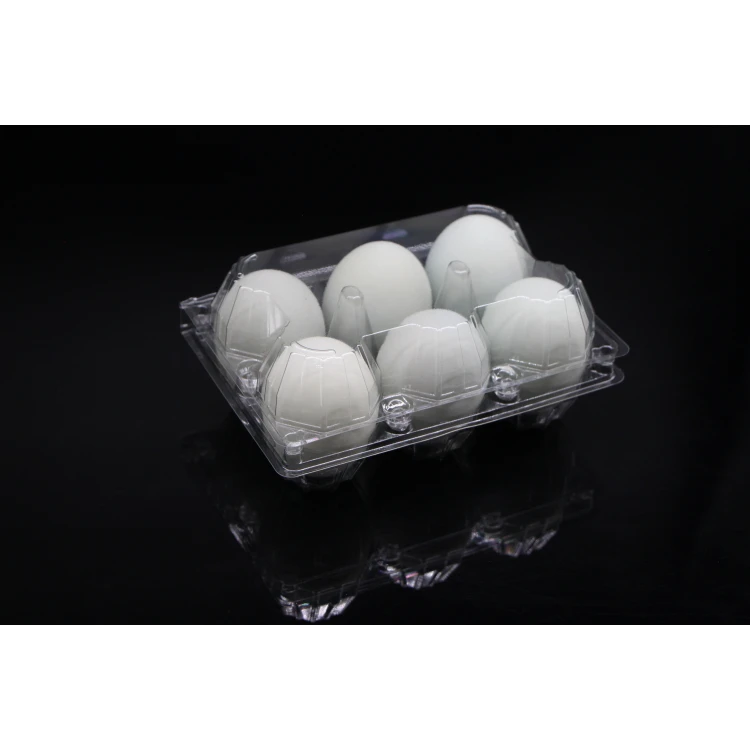 Wholesale customizable 6 grid egg tray flip cover transparent packaging egg tray PET blister material square egg tray