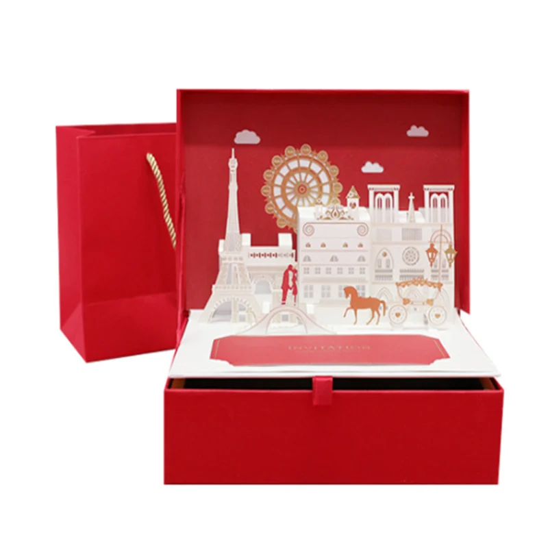 drawer jewelry  box folded box  popular  chocolate and candy wedding invitation gift box